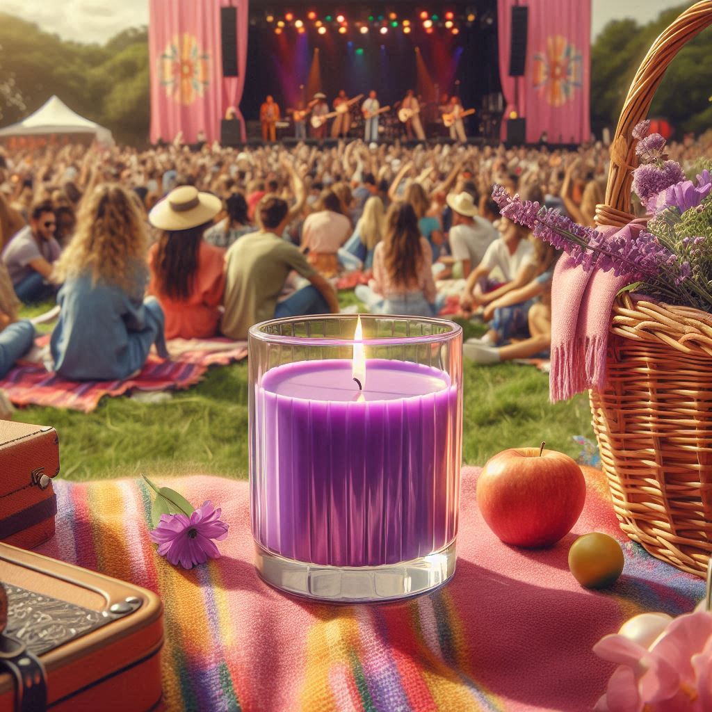 Purple candle at a music festival